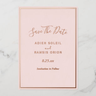 Invitation En Aluminium Élégant Rose moderne Blush Gold Enregistrer La Car