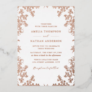 Invitation En Aluminium Élégant Rose Vintage Mariage or