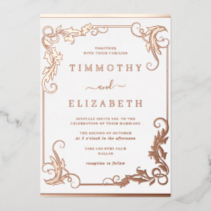 Invitation En Aluminium Élégant Rose Vintage Mariage or