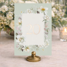 Elegant Sage Green Wedding Table Number– Real Foil