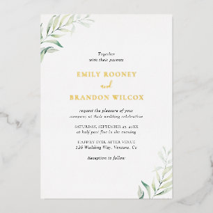 Invitation En Aluminium Elégant Sage Greenery Eucalyptus Mariage Gold
