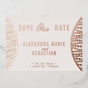 Invitation En Aluminium Élégant Script Blush Pearl Enregistrer la date Ros