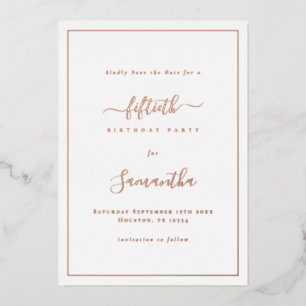 Invitation En Aluminium Élégant Script Bordure 50e anniversaire Enregistre