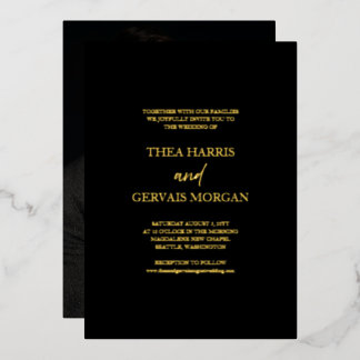 Invitation En Aluminium Élégant script Calligraphie noir Mariage photo