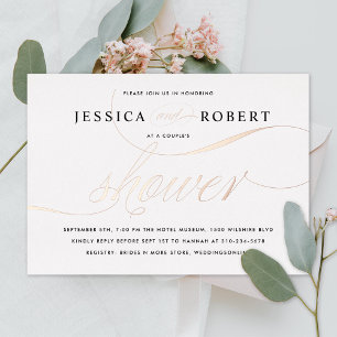 Invitation En Aluminium Elegant Script Cérémonie de Couple Rose Gold