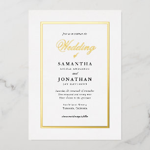 Invitation En Aluminium Élégant Script Classic Minimal Mariage Gold