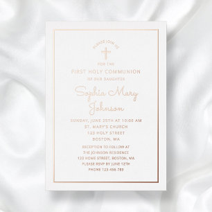 Invitation En Aluminium Élégant Script First Communion Rose Gold