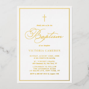 Invitation En Aluminium Élégant Script minimaliste Photo Baptême