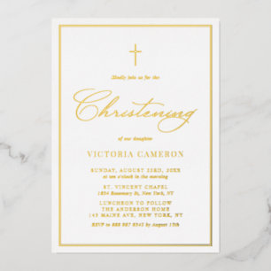Invitation En Aluminium Élégant script minimaliste photo Christening