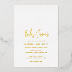 Invitation En Aluminium Élégant Script Moderne minimaliste Baby shower Or