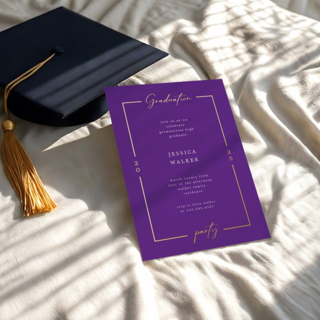 Invitation En Aluminium Élégant Script Photo Foil Graduation Party (Créateur téléchargé)