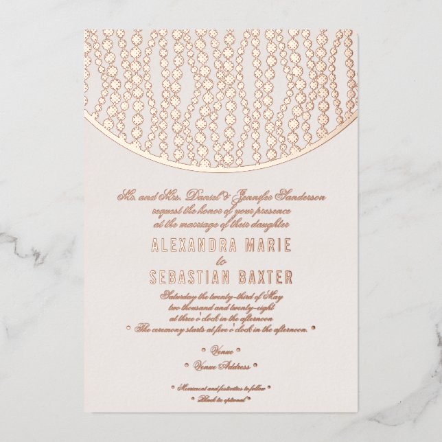 Invitation En Aluminium Élégant script romantique Blush Mariage Rose or (Recto)