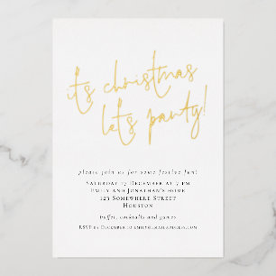 Invitation En Aluminium Élégant Script Son Noël Lets Party Luxe