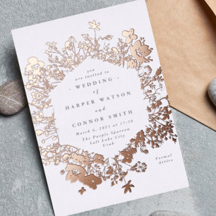 Invitation En Aluminium Élégant séché Fleur sauvage Florals Mariage Real R