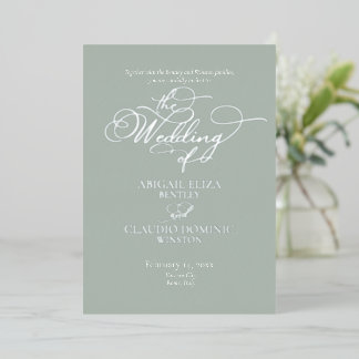 Invitation En Aluminium Elegant Silver Script on Sage Italy Destination