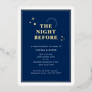 Invitation En Aluminium ELEGANT simple étoiles répétition dîner marine ble