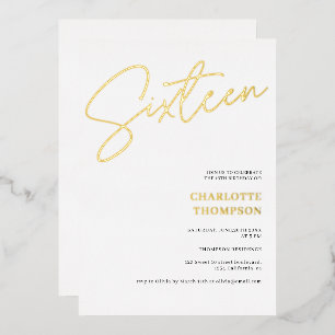 Invitation En Aluminium Élégant simple moderne blanc doux 16 or