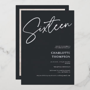 Invitation En Aluminium Elégant simple moderne gris photo Sweet 16 argent