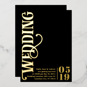 Invitation En Aluminium Élégant Simple Moderne Minimaliste Mariage Or