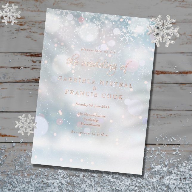 Invitation En Aluminium Élégant Snowflakes Mariage d'hiver (Créateur téléchargé)