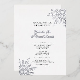Invitation En Aluminium Élégant Snowflakes Mariage d'hiver