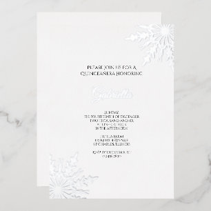 Invitation En Aluminium Élégant Snowflakes Winter Quinceañera