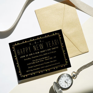 Invitation En Aluminium Élégant String Lights New Year's Eve Party Real