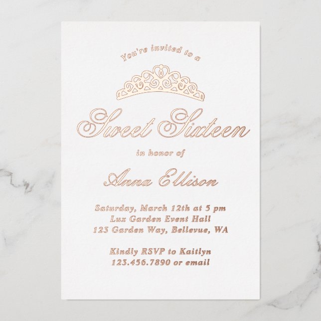 Invitation En Aluminium Élégant sucré formel 16 (Recto)