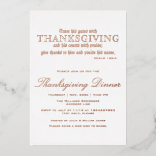 Invitation En Aluminium Élégant Thanksgiving Diner Party Psaume 100:4