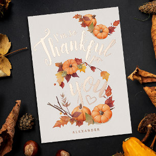 Invitation En Aluminium Élégant Thanksgiving Orange Citrouille Love Script