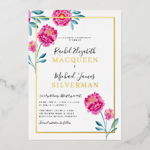 Invitation En Aluminium Élégant Turquoise rose rose  Mariage frontière