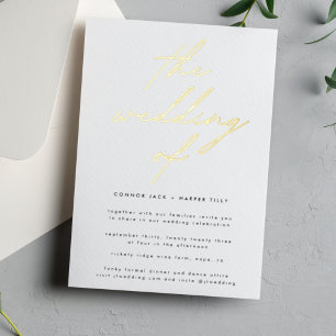 Invitation En Aluminium Elégant Véritable Or Moderne Mariage Foil Invitati