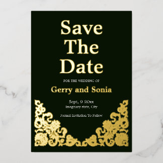 Invitation En Aluminium Elégant Vert et Or