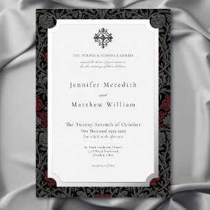 Invitation En Aluminium Élégant Vintage de Moody Botanique Mariage