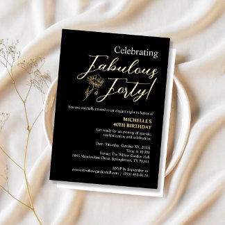 Invitation En Aluminium Elegant Vintage Fabulous Forty