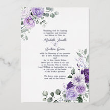 Élégant violet Mariage Floral Argent