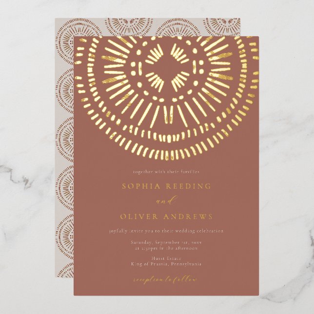 Invitation En Aluminium Elegant Watercolor Art Deco Tropical Wedding Foil  (Recto/Verso)