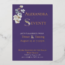 Elegant Watercolor Floral Plum 70th Birthday Rose