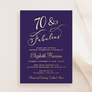 Invitation En Aluminium Elégante 70 Et Fabulous Purple 70e fête d'annivers
