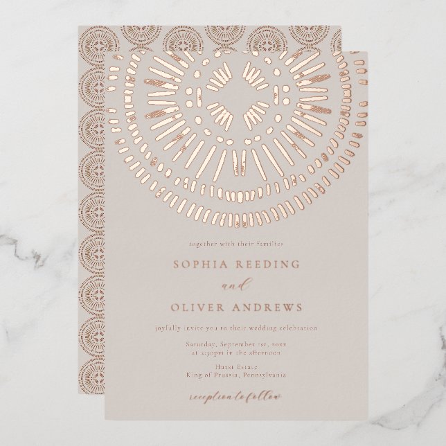 Invitation En Aluminium Elégante aquarelle Art déco Mariage tropicale (Recto/Verso)
