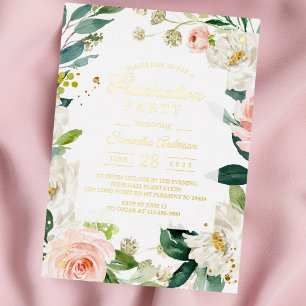 Invitation En Aluminium Elégante aquarelle rose pâle Cadre Floral