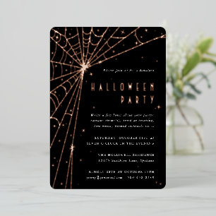 Invitation En Aluminium Elégante Black Spider Web Halloween Party