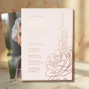 Invitation En Aluminium Élégante Blush Pink 70e fête d'anniversaire person