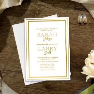 Invitation En Aluminium Elégante bordure or Mariage traditionnel