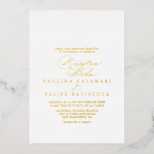 Invitation En Aluminium Élégante Calligraphie élégant Nuestra Boda Gold 