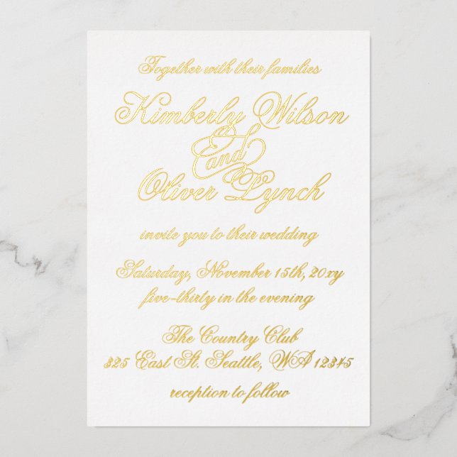 Invitation En Aluminium Élégante calligraphie manuscrite Luxe Mariage (Recto)