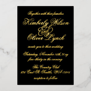Invitation En Aluminium Élégante calligraphie manuscrite Luxe Mariage Foil
