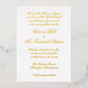 Invitation En Aluminium Élégante calligraphie Mariage officiel Or