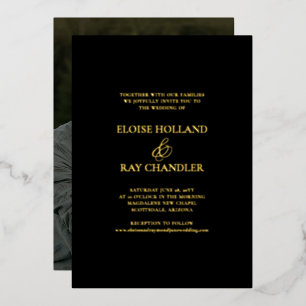 Invitation En Aluminium Élégante calligraphie minimaliste Mariage photo no