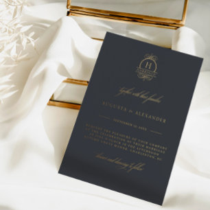 Invitation En Aluminium Élégante calligraphie Monogramme Classique Mariage